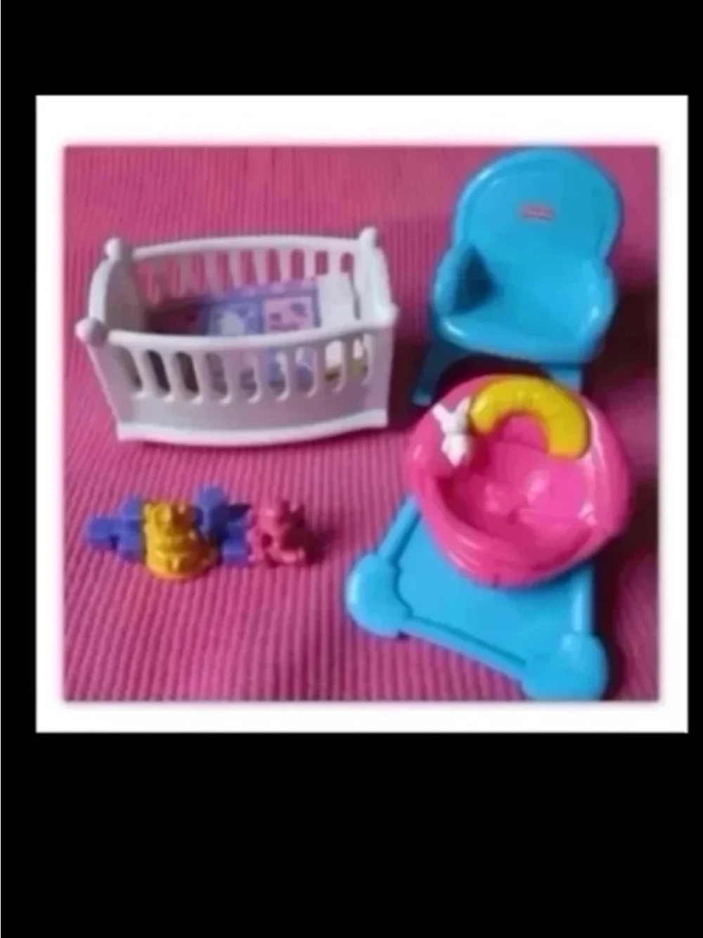 Fisher Price My First DOLLHOUSE BABY Doll CRIB Rocking CHAIR loving family toys